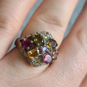 Vintage Multicolor Tourmaline Sterling Ring
